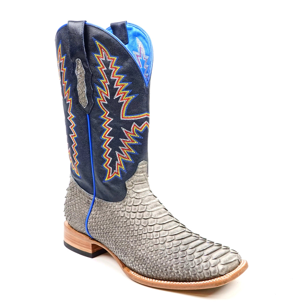 Braxton Python Boots - Matte Gray - Square Toe