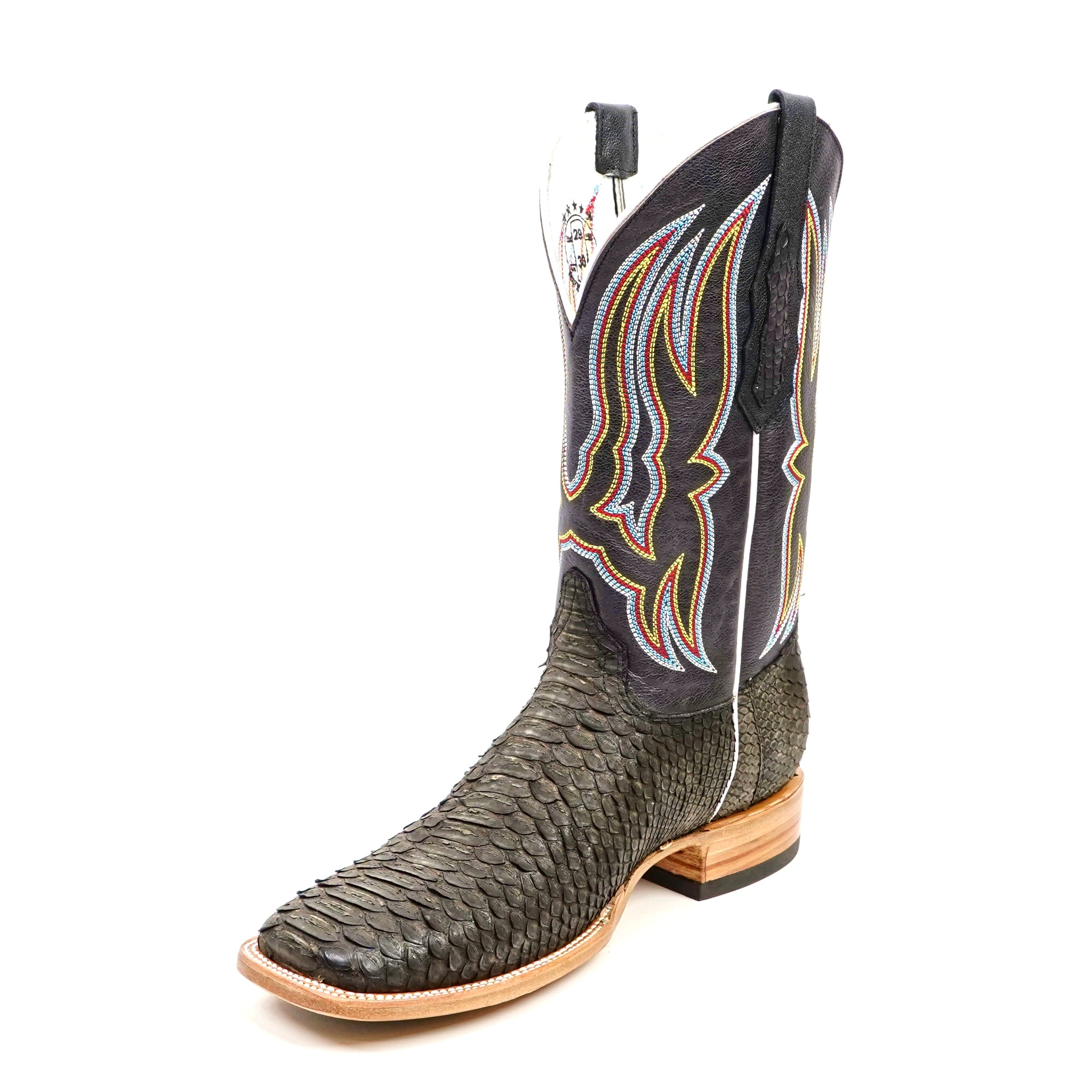 Braxton Python Boots - Oxford Gray - Square Toe