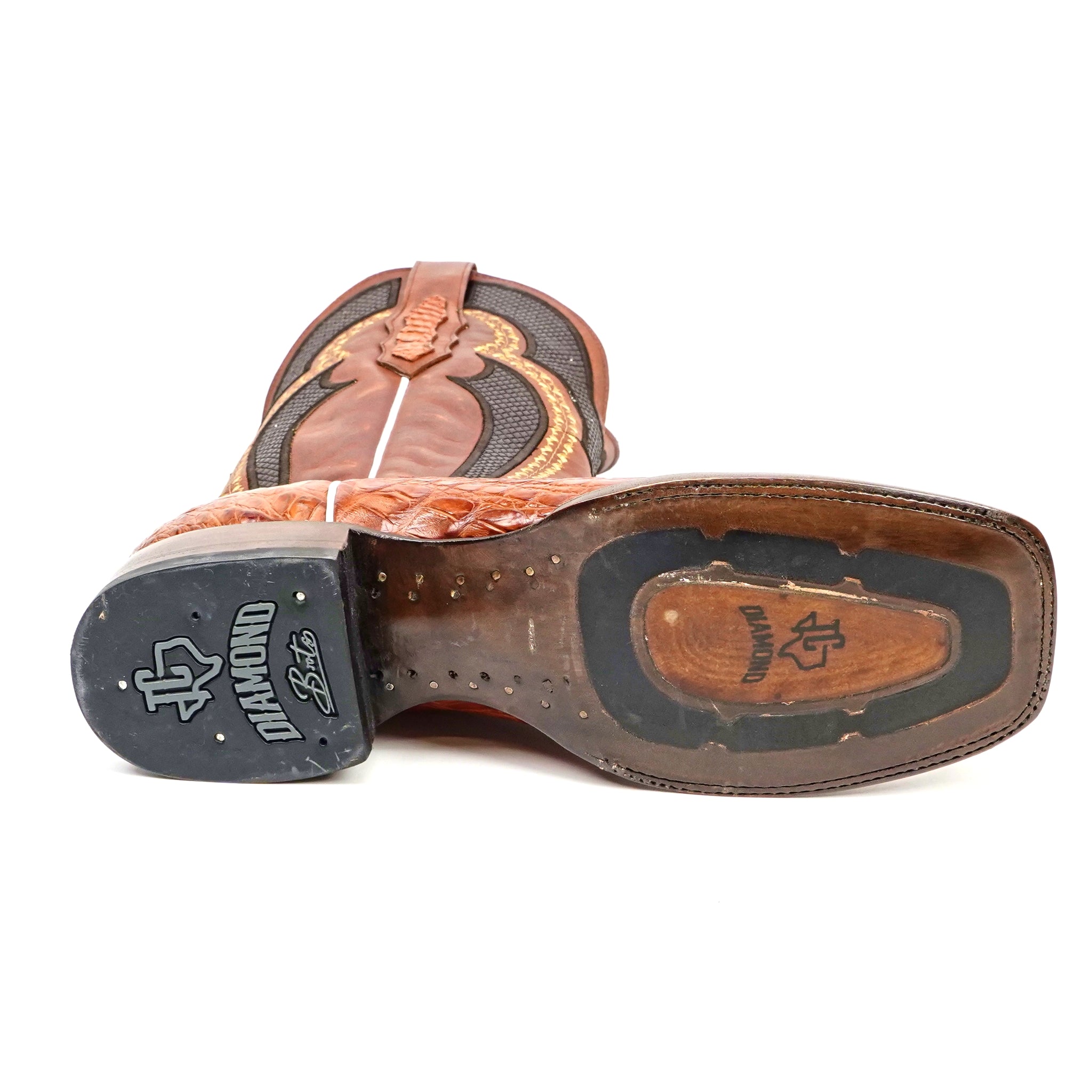 Botas Ranger Caimán Cuerno Dorso - Brandy - Punta Cuadrada