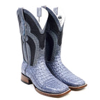 Botas Ranger Caiman Horn Back - Azul Índigo - Punta Cuadrada