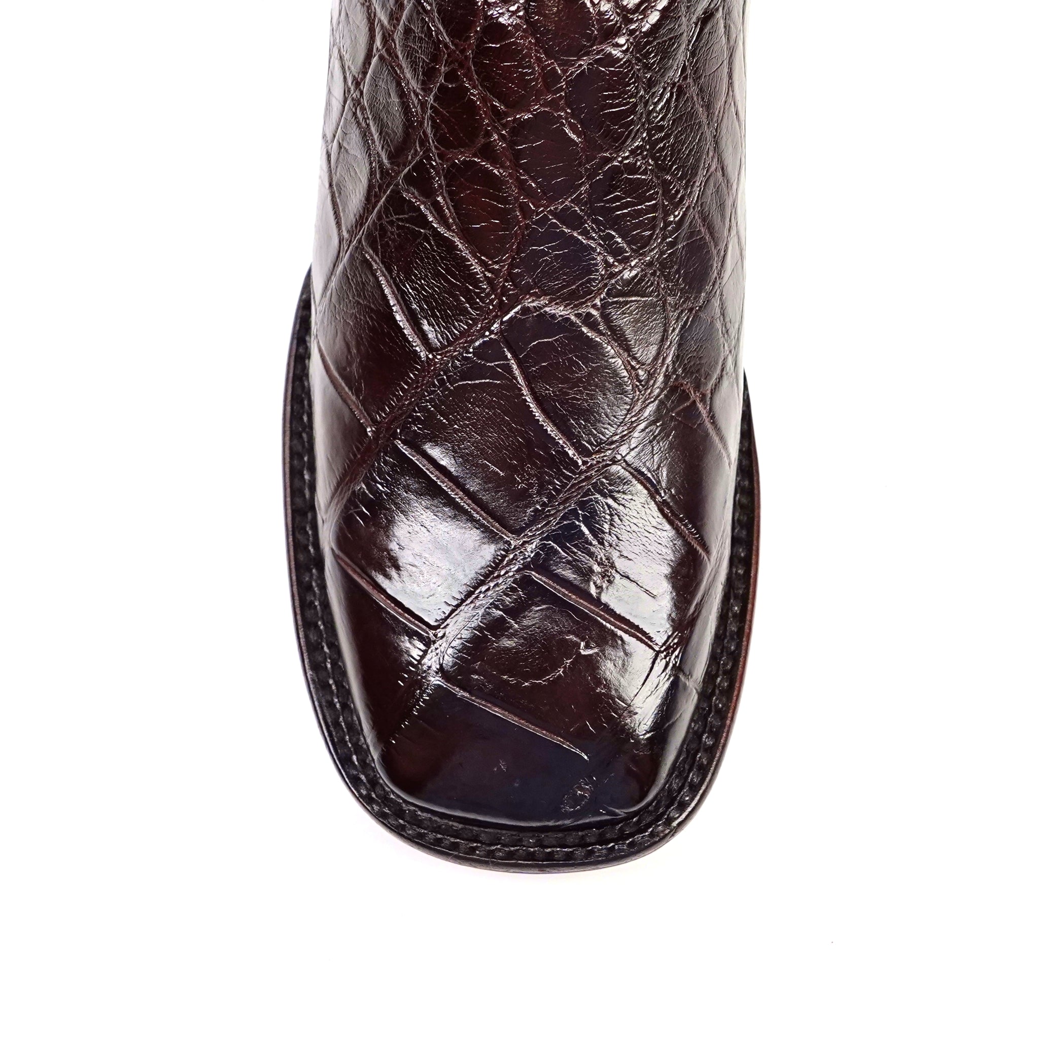 James Alligator Belly Boots - Brown - Square Toe