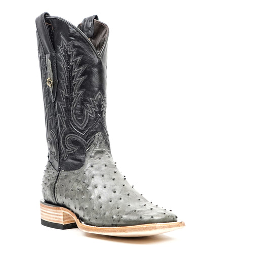 Botas Austin Ostrich - Gris - Punta Cuadrada (AV20)