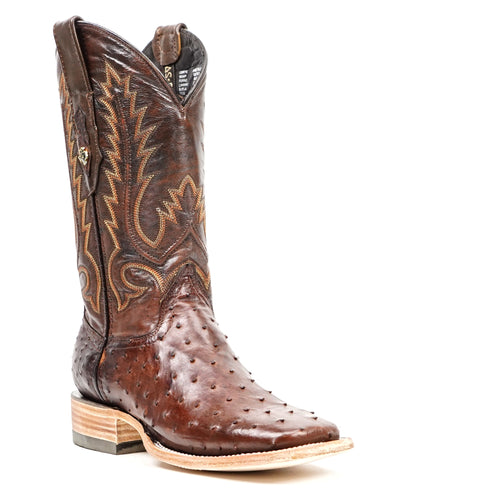 Botas Austin de Avestruz - Latón - Punta Cuadrada (AV20)