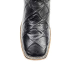 Pirarucu Black Boots - Embossed Leather - Square Toe (E687) - Gomez Western Wear