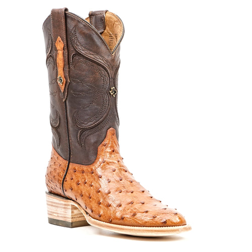 Austin Ostrich Boots - Brandy - Punta Roper (AV201)