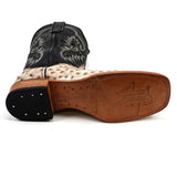 Ostrich Bone - Embossed Leather - Square Toe (E424)