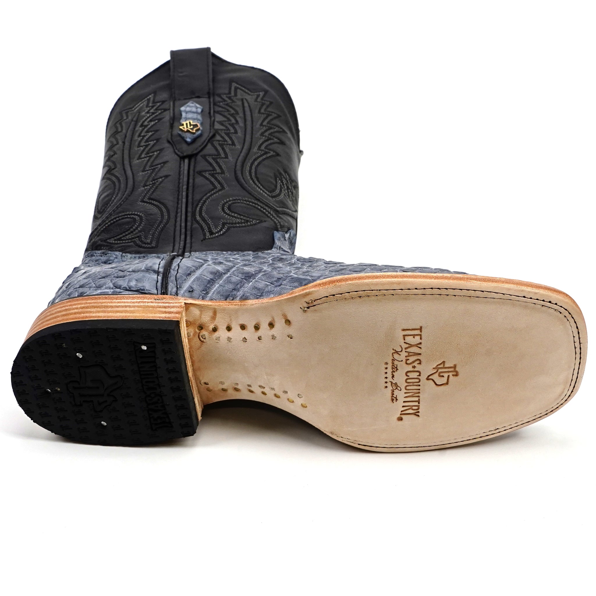 Rhodes Caiman Hornback Boots - Denim Blue- Square Toe (LM10)