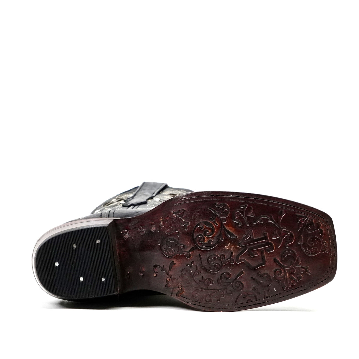Liga - Botas Black Mayan Flower de caña corta - Punta cuadrada estrecha (E328)