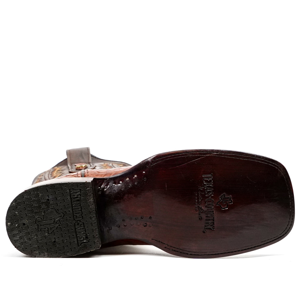 James Alligator Belly Boots - Cognac - Square Toe (LG10)