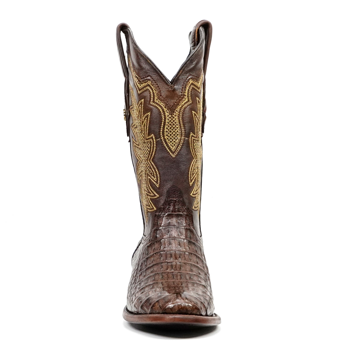 Rhodes Caiman Hornback Boots - Brown - Roper Toe