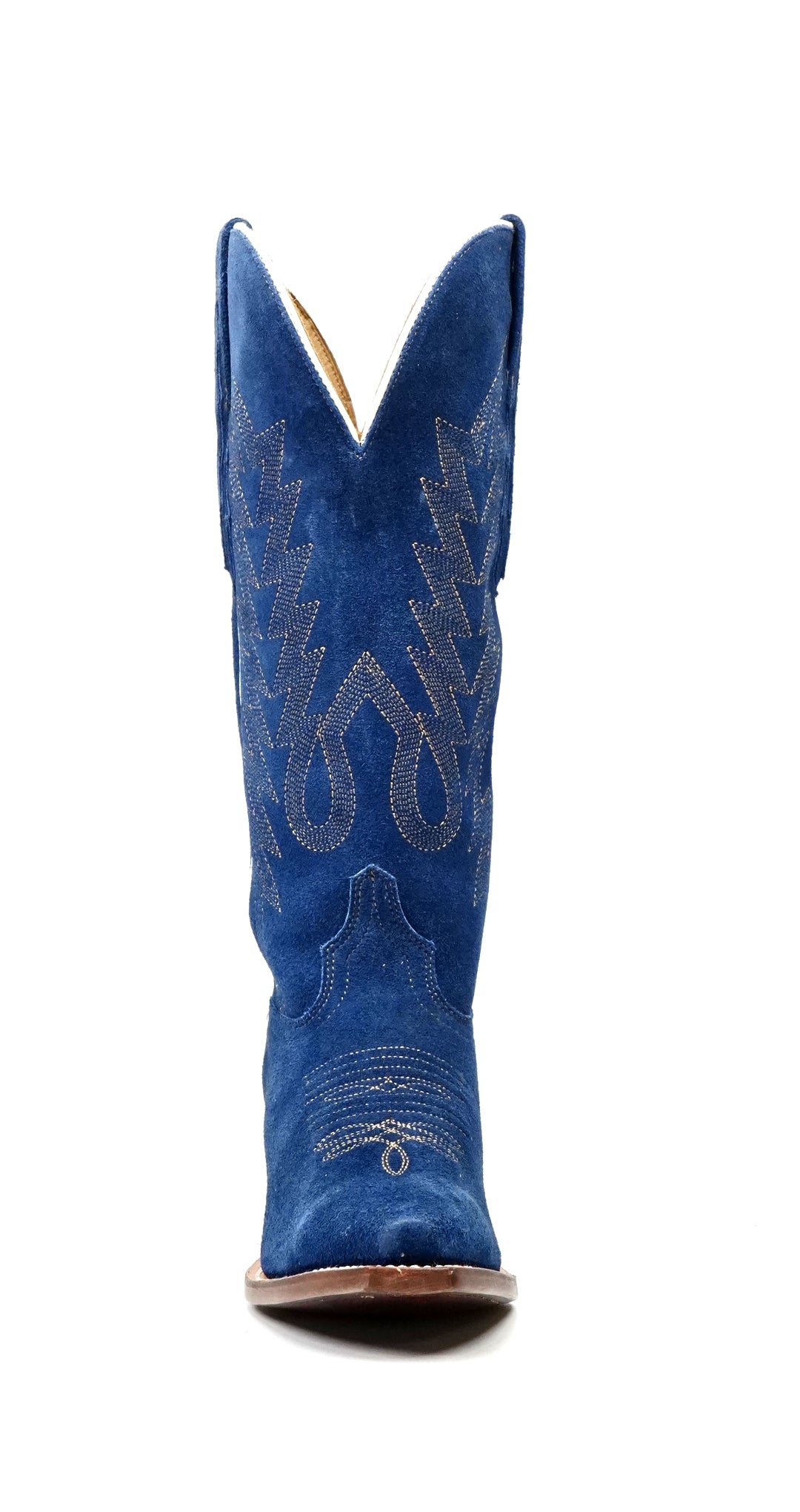 Miranda - Botas vaqueras de ante azul denim - Caña media - Punta fina (E2002)