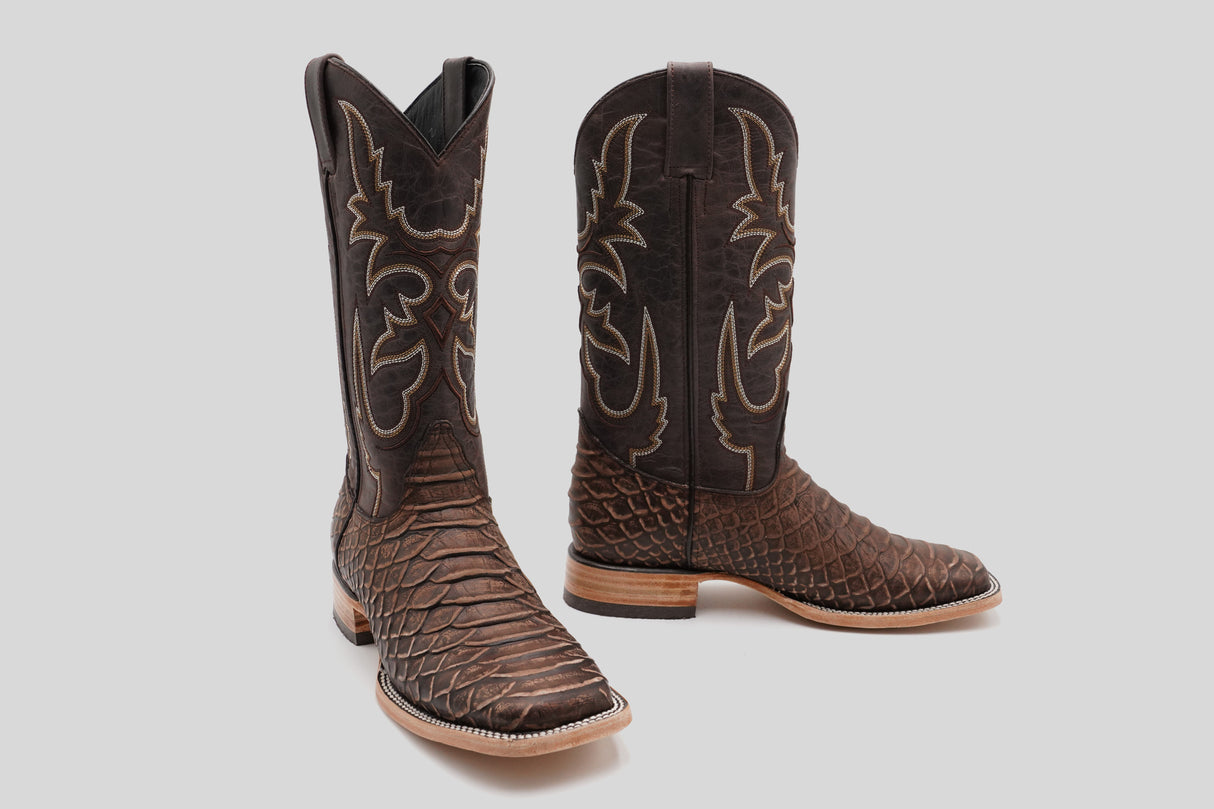 Jumbo Python Chocolate - Embossed Leather - Square Toe (E681-26)