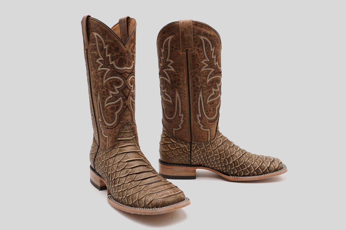 Jumbo Python Cappuccino - Embossed Leather - Square Toe (E682-26)