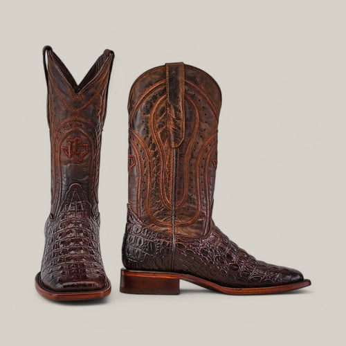 Alligatoar Horn Back Print Brown - Square Toe