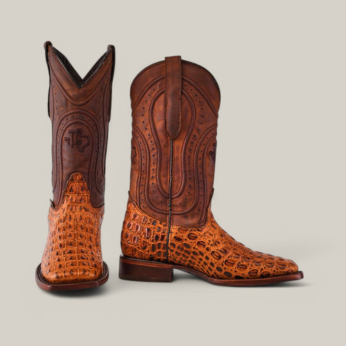 Alligator Horn Back Print Honey - Square Toe