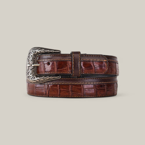 Exotic Full Quilt Alligator - Platinum Buckle - Brown Belt