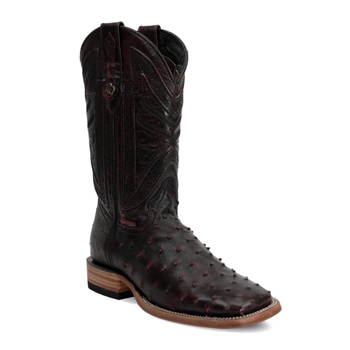 Botas Austin Ostrich - Cereza Negra - Punta Cuadrada (AV20)