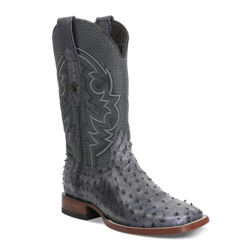 Austin Ostrich Boots - Gris Safari - Punta Cuadrada (AV20)