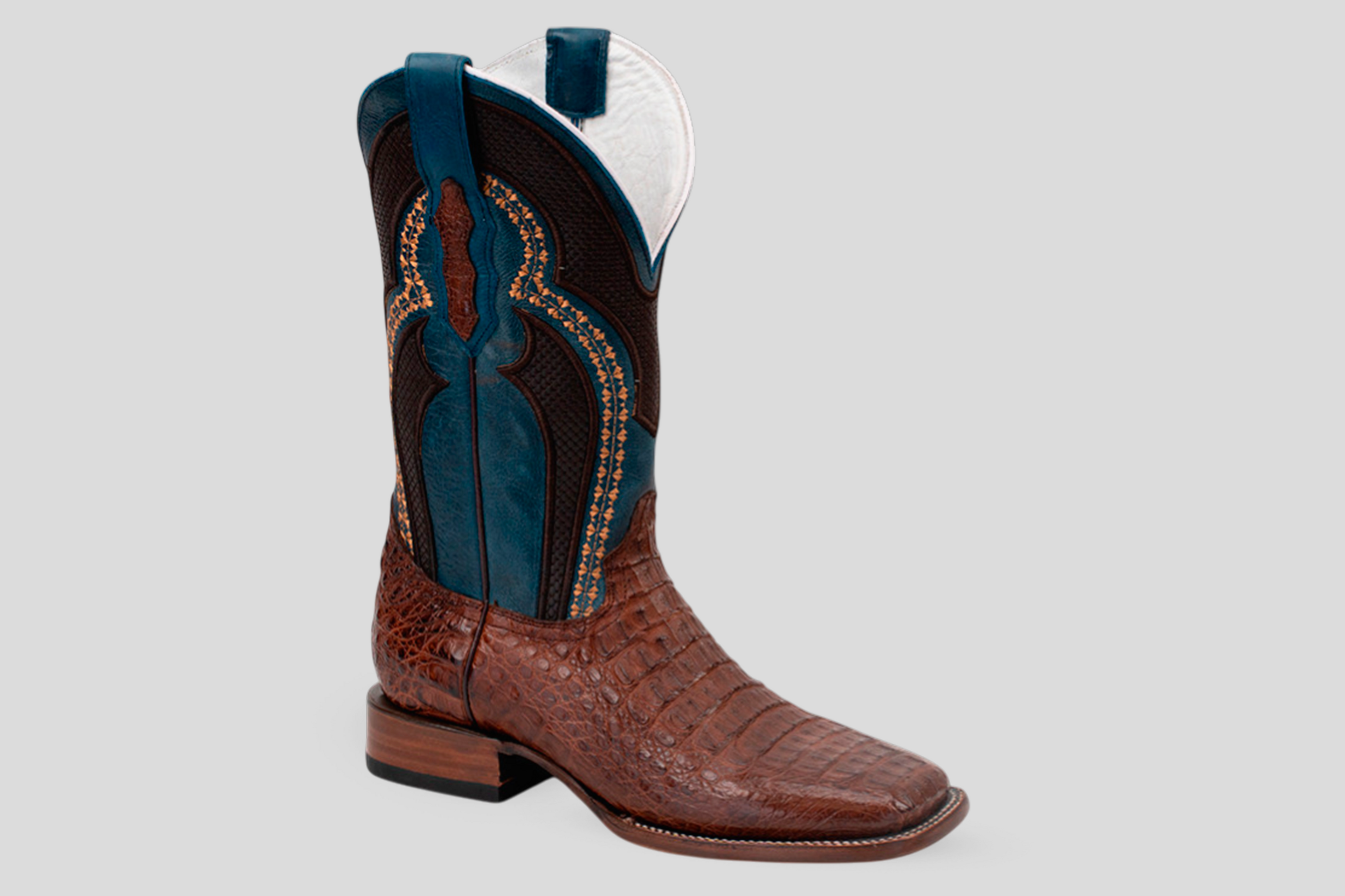 Ranger Caiman Hornback Boots - Brown- Square Toe