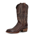 Botas Rhodes de Piel de Caimán de Dorso - Tabaco - Punta Redonda (LM220)
