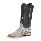 Botas Austin de Avestruz - Nicotine - Punta Cuadrada (AV20)