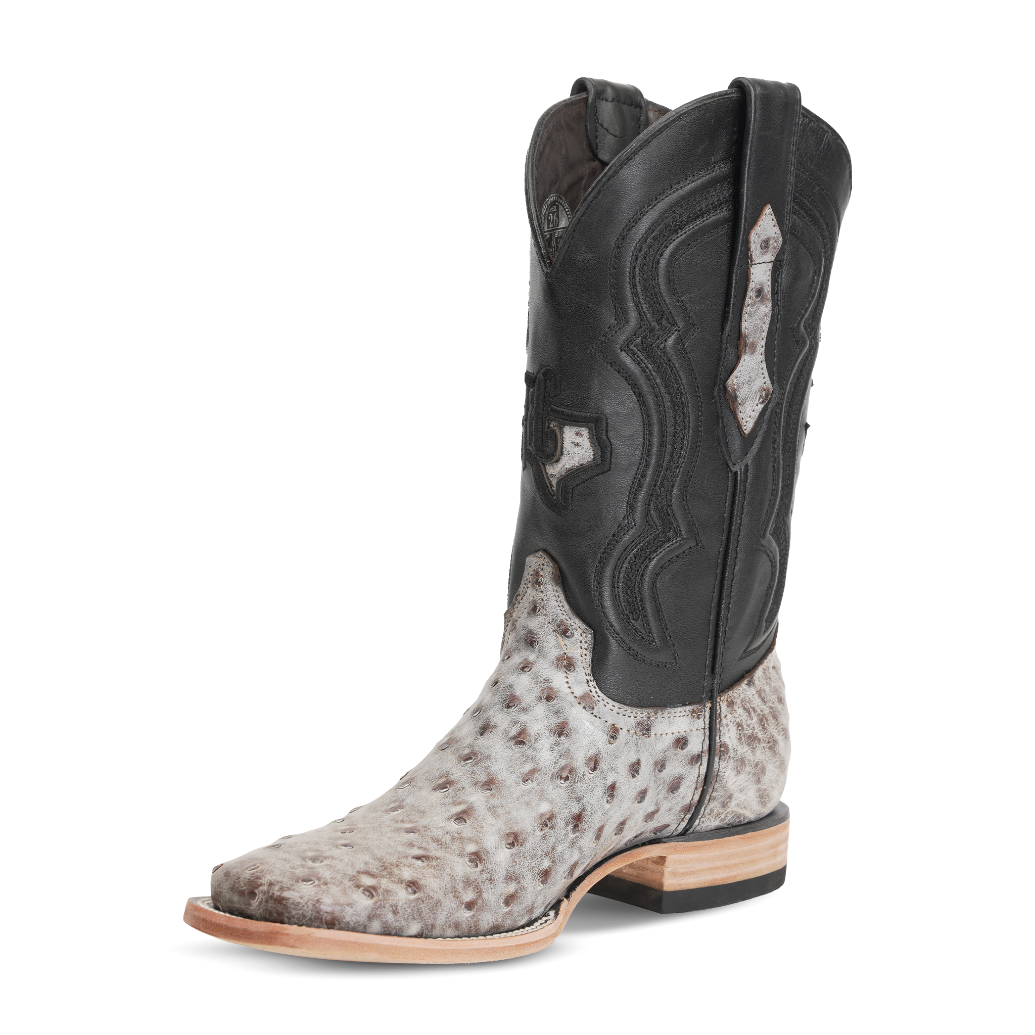Botas Austin de Avestruz - Nicotine - Punta Cuadrada (AV20)
