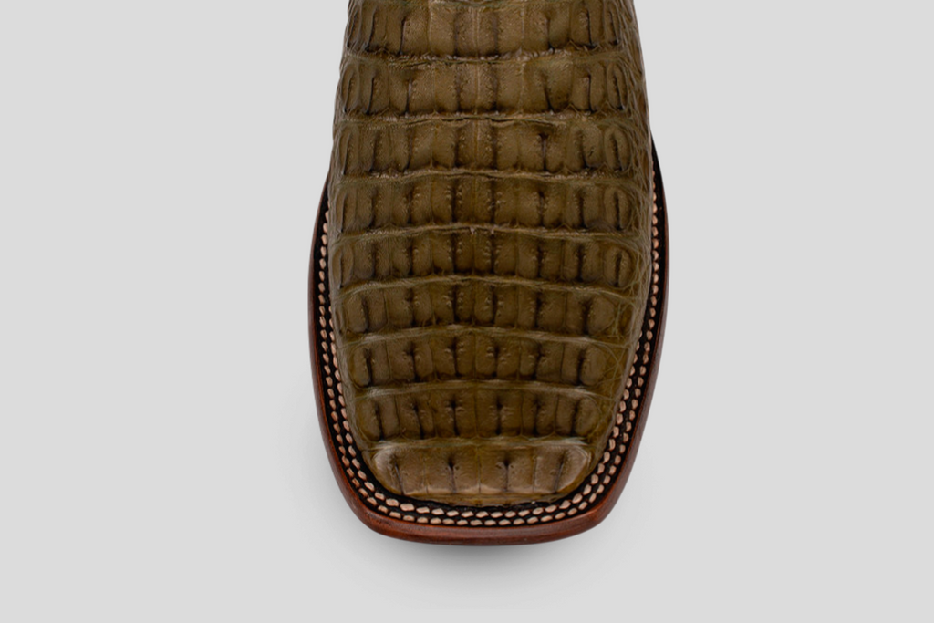 Ranger Caiman Hornback Boots - Olive - Square Toe