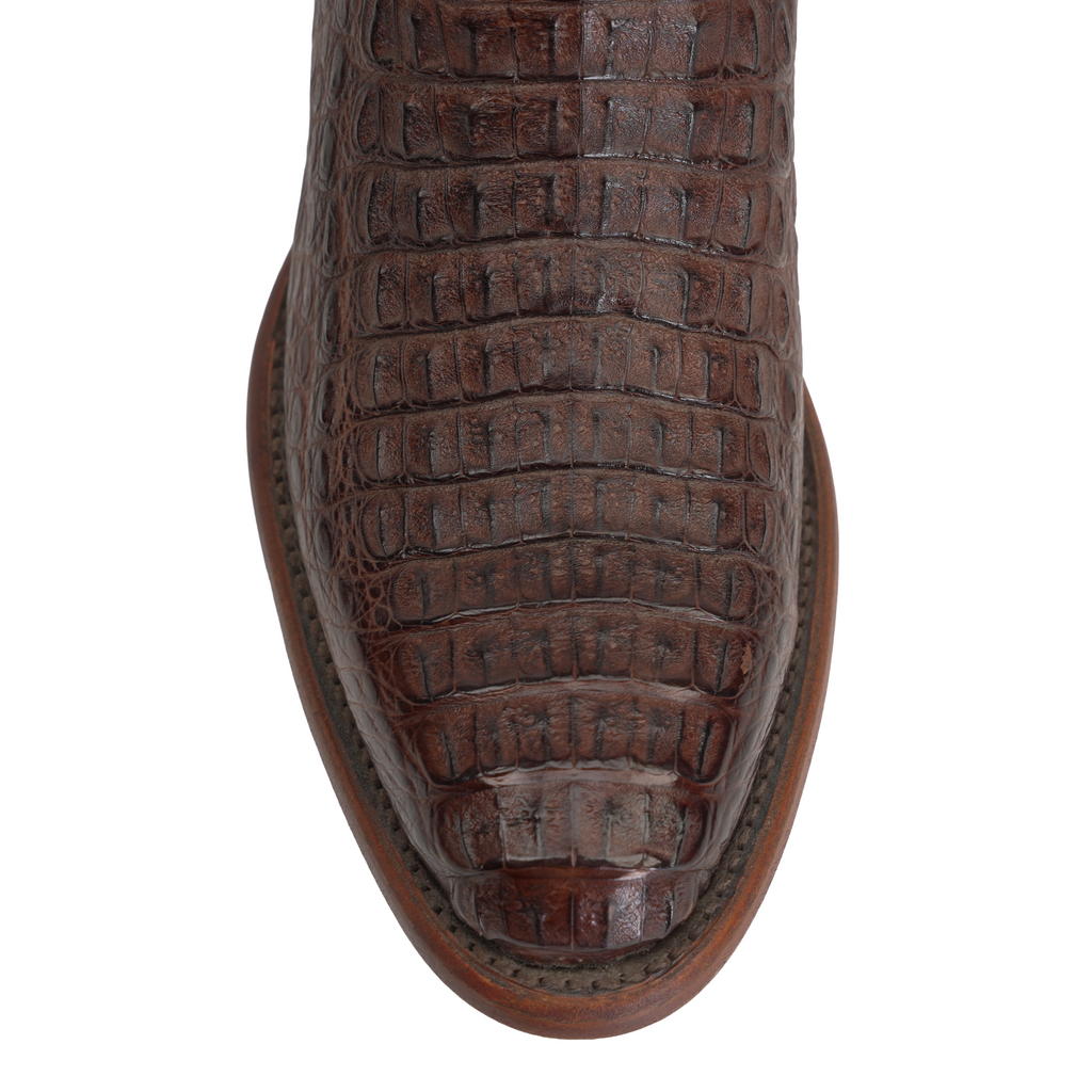 Botas Rhodes de Piel de Caimán de Dorso - Tabaco - Punta Redonda (LM220)