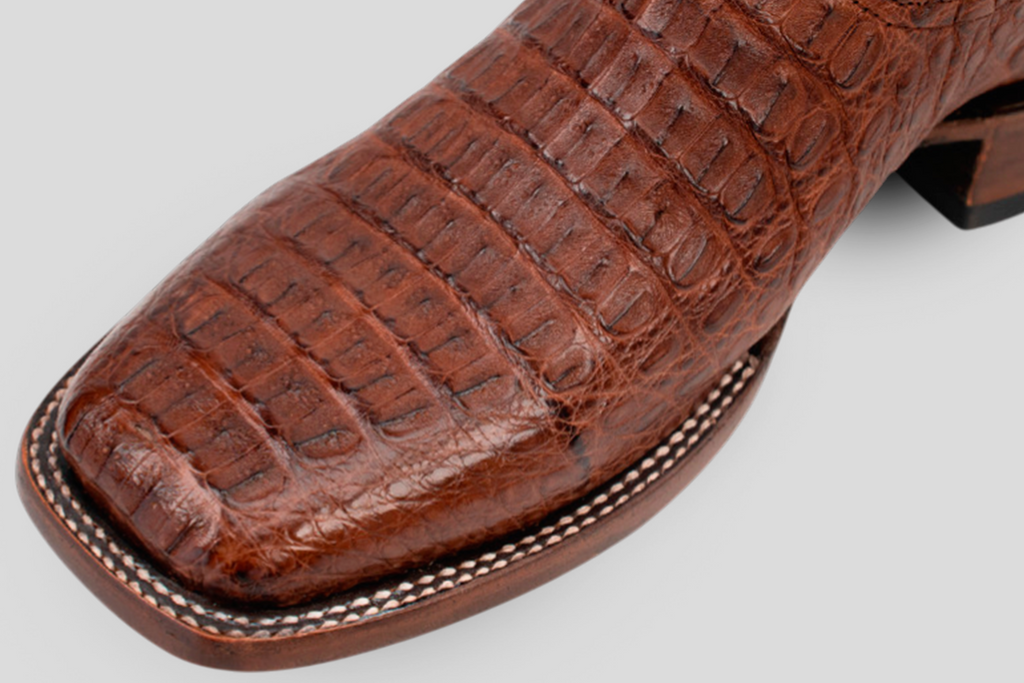 Ranger Caiman Hornback Boots - Brown- Square Toe