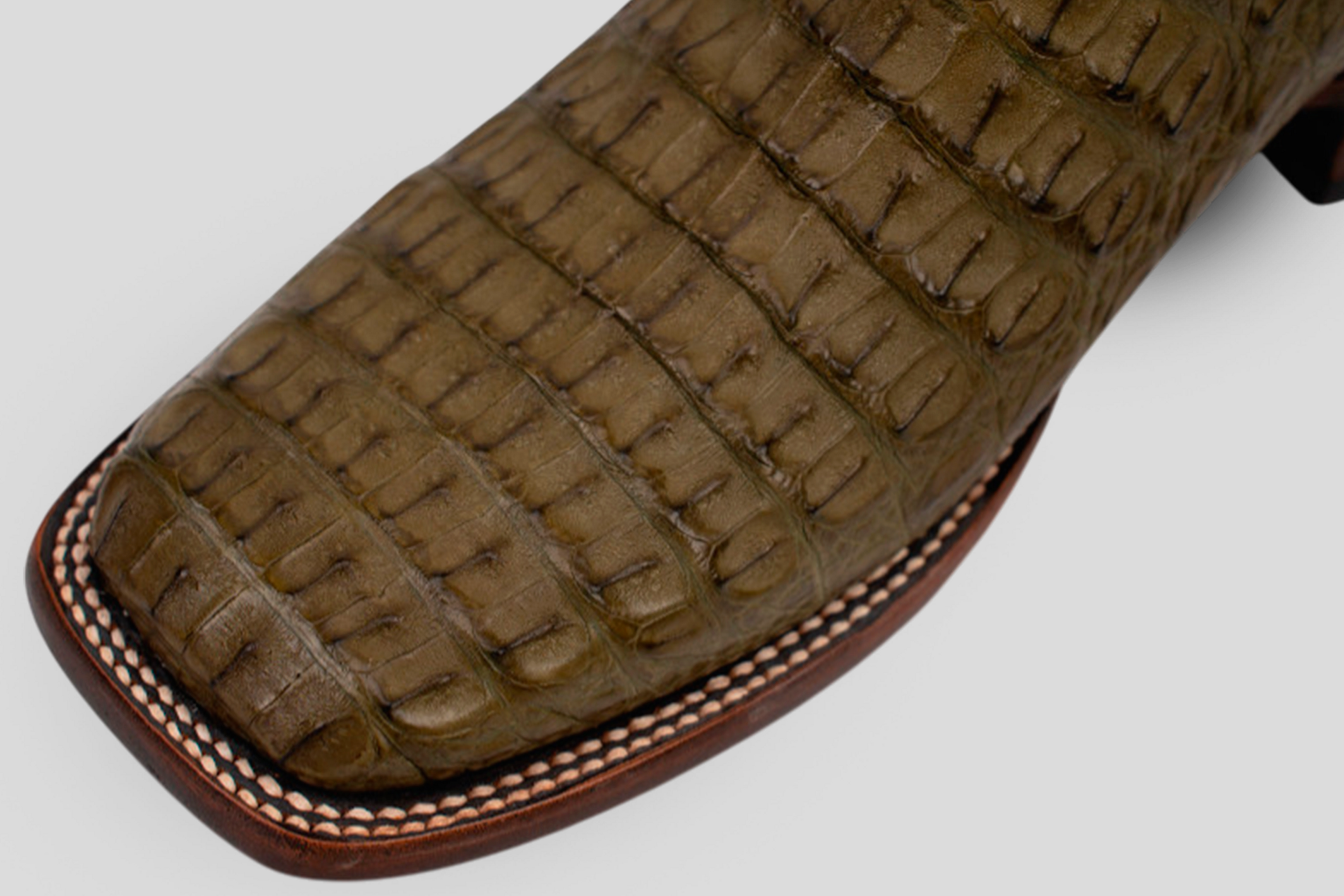 Ranger Caiman Hornback Boots - Olive - Square Toe
