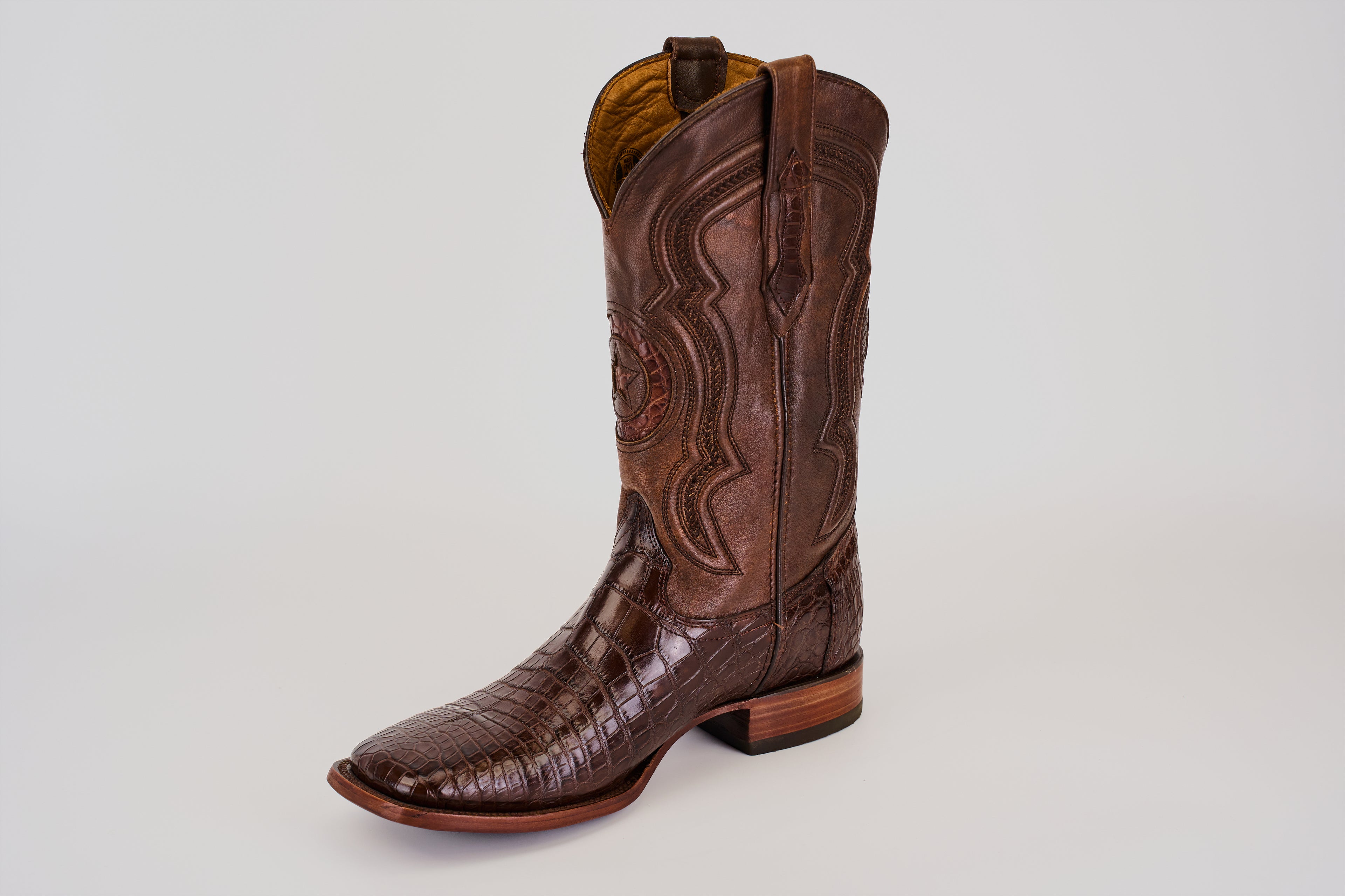 James Alligator Belly Boots - Brown - Square Toe (LG10)