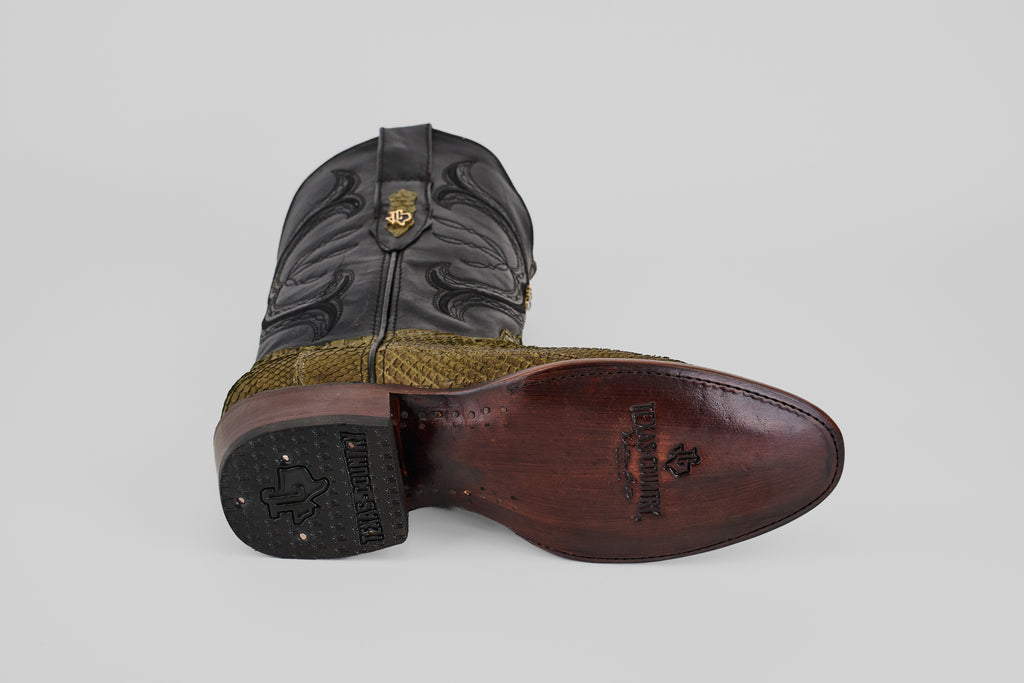 Tanner Python Boots - Jungle - Roper Toe (PN240)