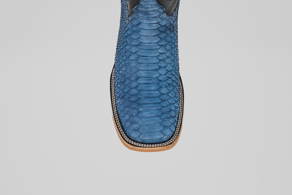 Tanner Python Boots– Dark Denim – Square Toe (PN30)