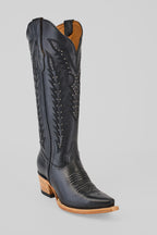 Alana - Cleyton Black Cowgirl Boots - Tall Shaft - Snip Toe (E836)