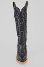 Alana - Cleyton Black Cowgirl Boots - Tall Shaft - Snip Toe (E836)