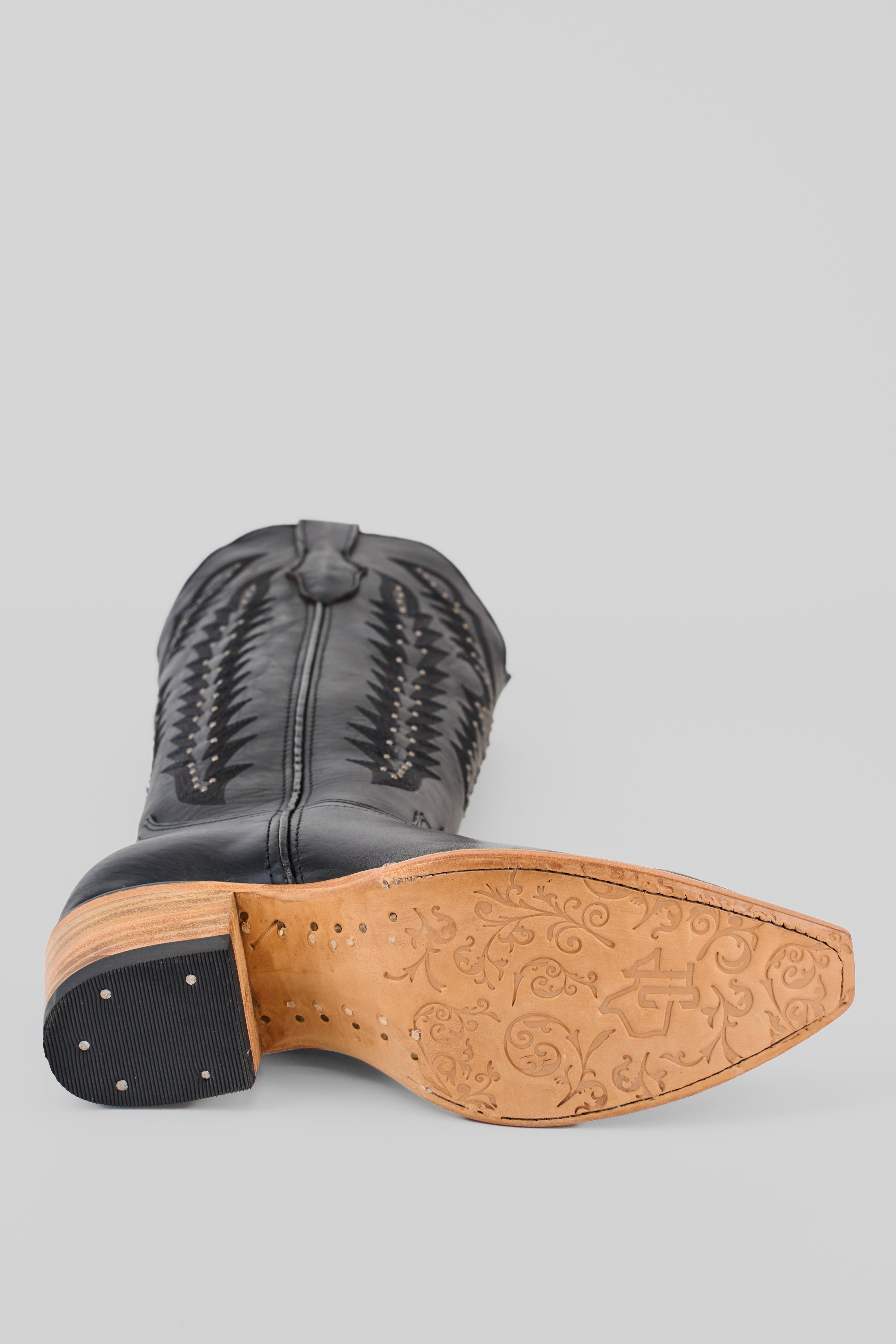 Alana - Cleyton Black Cowgirl Boots - Tall Shaft - Snip Toe (E836)