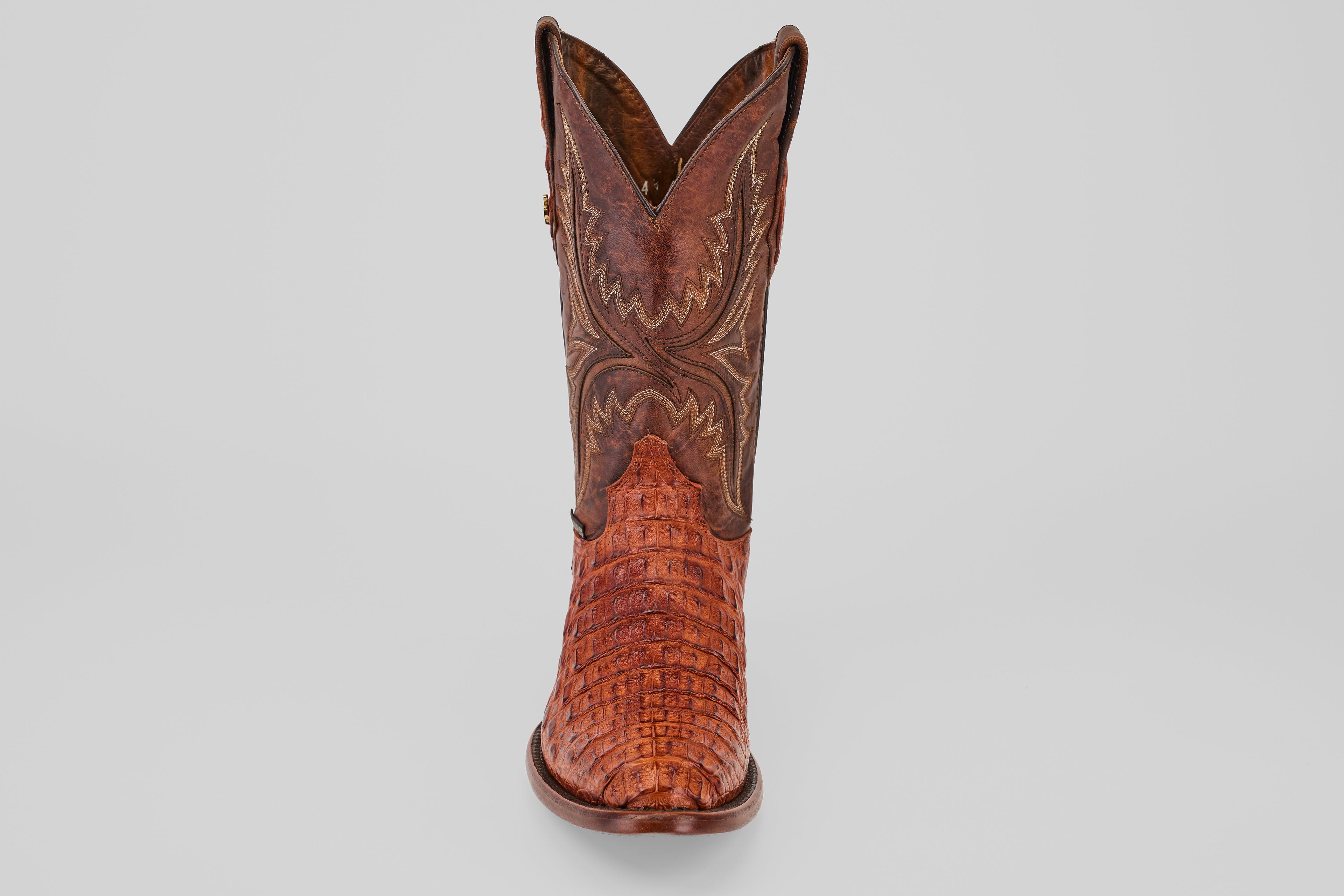 Rhodes Caiman Hornback Boots - Brandy - Round Toe (LM220)