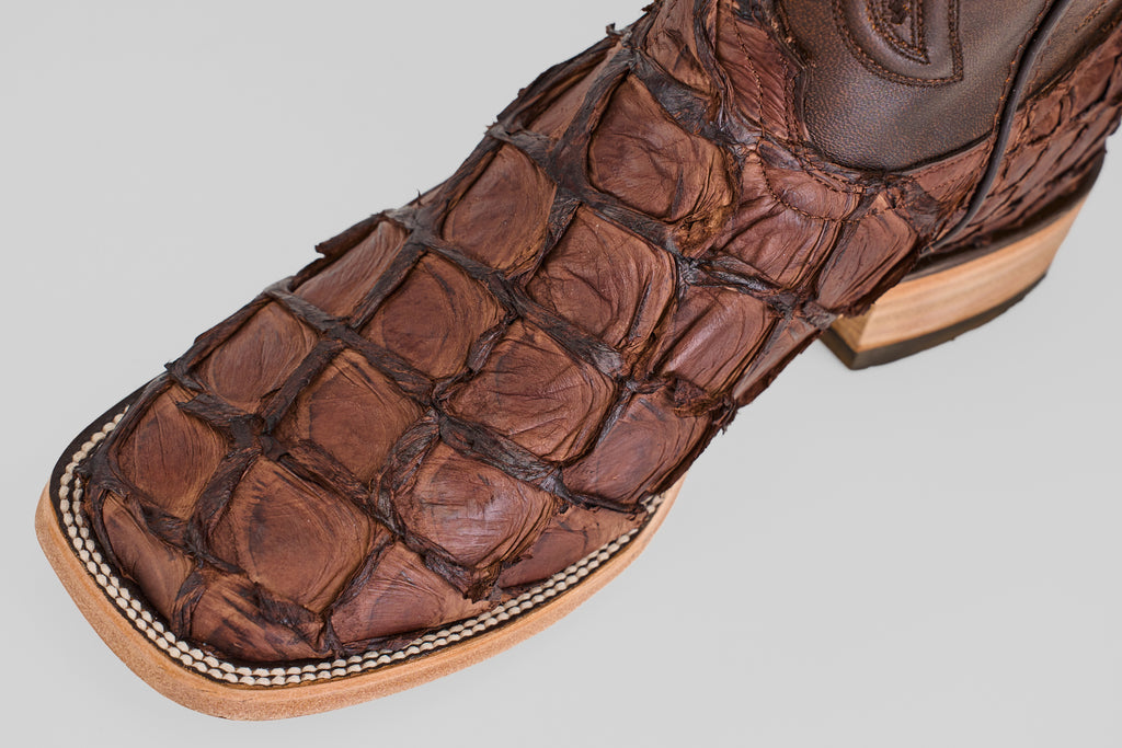 Connor Pirarucu Fish Boots - Matte Brown - Square Toe (PZ60)