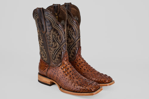 Hornback Brown - Embossed Leather - Square Toe (E427)