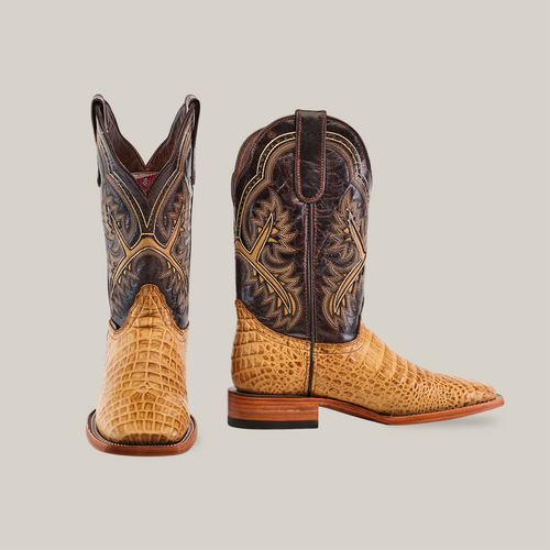 Caiman Belly Orix - Embossed Leather - Square Toe (E423)