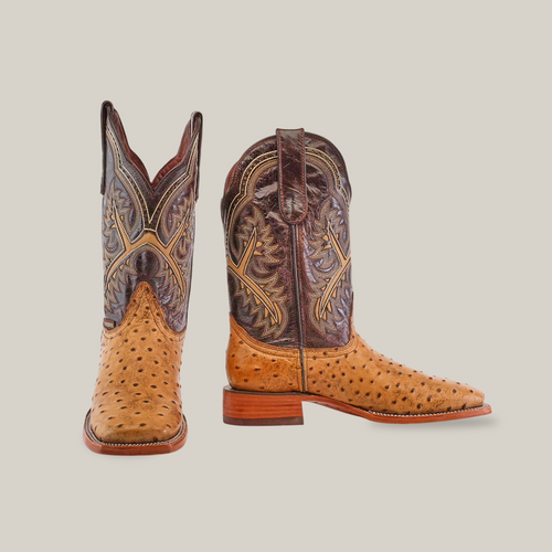Ostrich Orix - Embossed Leather - Square Toe (E424)