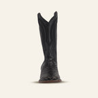 Snake Cowboy Boots- Black Embossed Leather - Square Toe (E947)