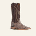 Python Camello - Piel Grabada - Punta Cuadrada (E913)