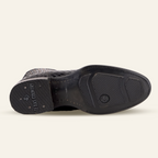 Snake Ankle Boots - Black Embossed Leather - Rodeo Toe (E955)
