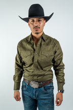 Texas Country - Solid Olive Button-Down Long-Sleeve Shirt (AC110L/T)