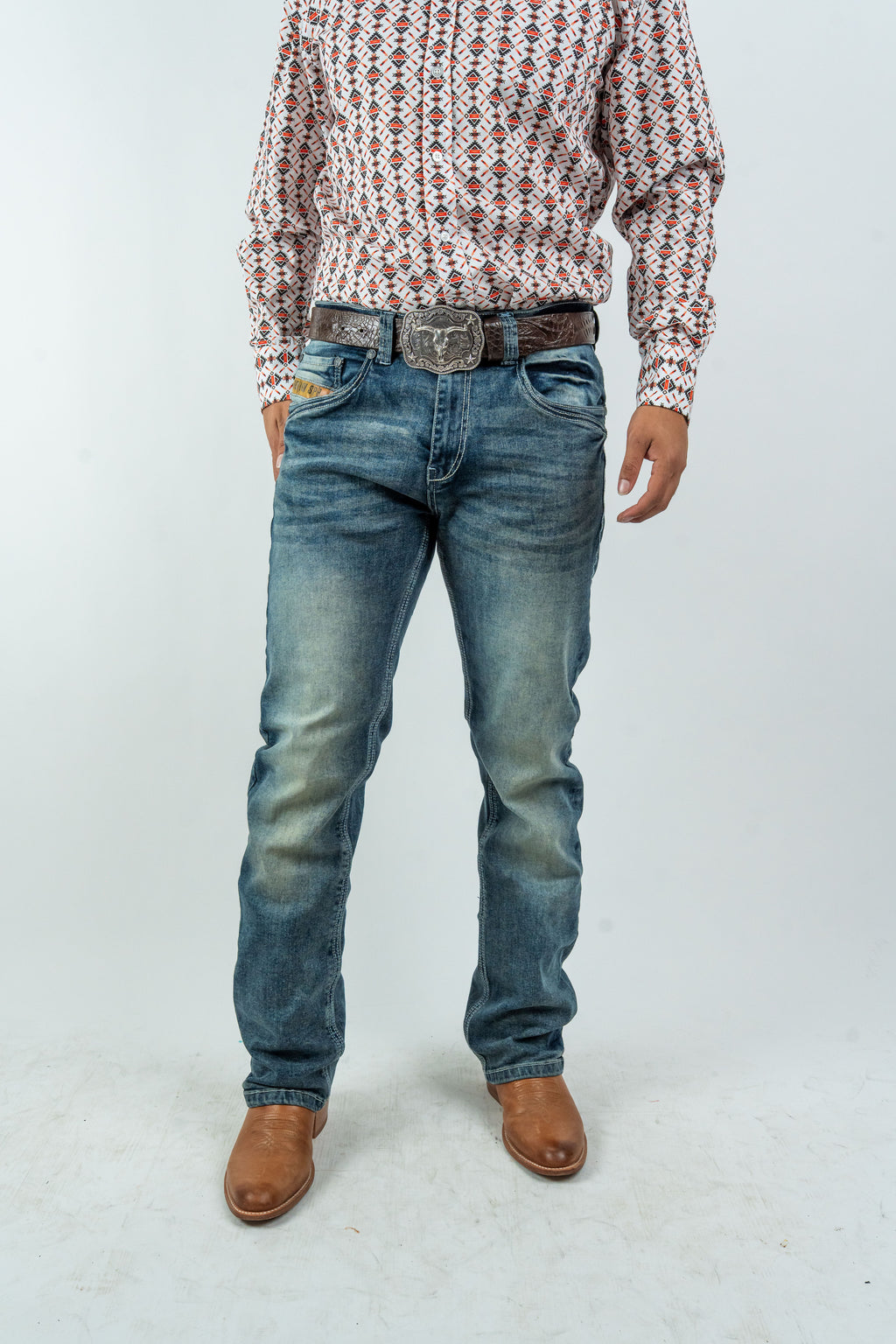Rough Spur - Men's Dark Blue Boot Cut Denim Jeans (RS-007)