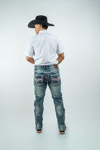 Rough Spur - Men's Straight Fit Dark Blue Denim Jeans (RS-015)