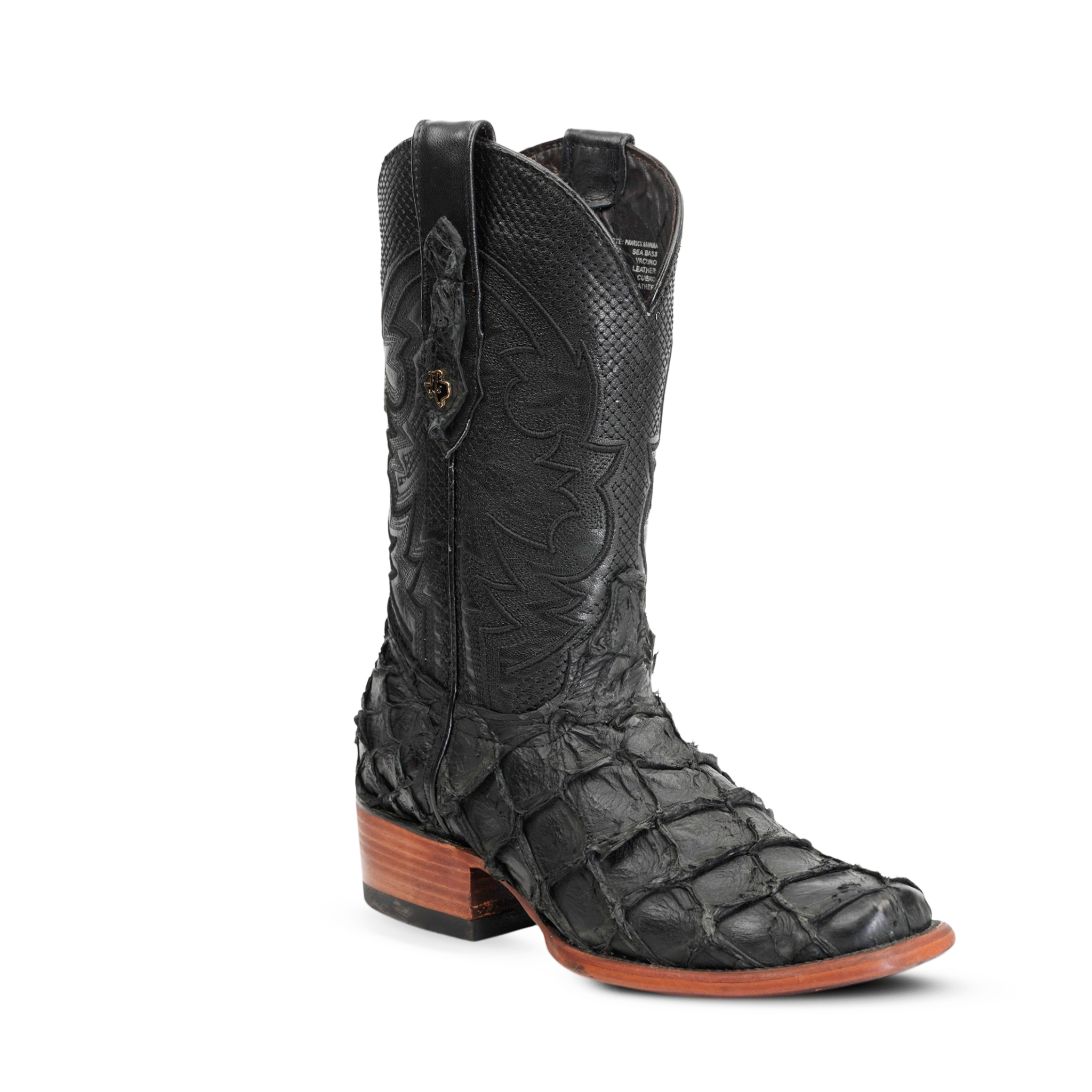 Botas Connor Pirarucu Fish - Negro Mate - Punta Cuadrada Estrecha (PZ130)