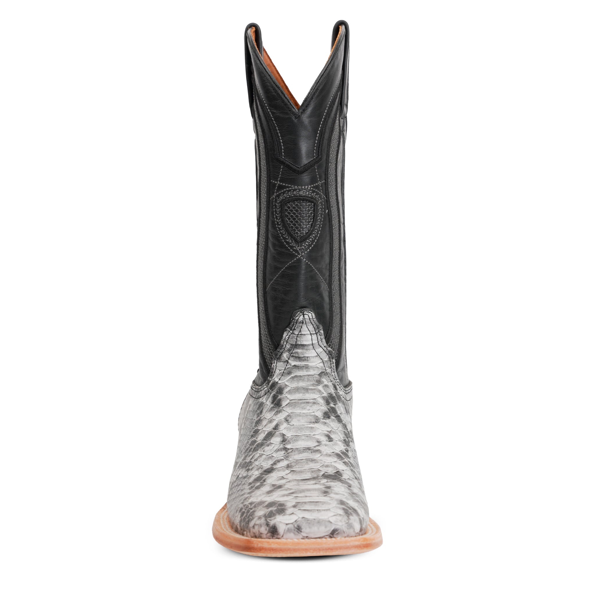 Botas Vaqueras Python Natural - Piel Gofrada - Punta Cuadrada (E913)