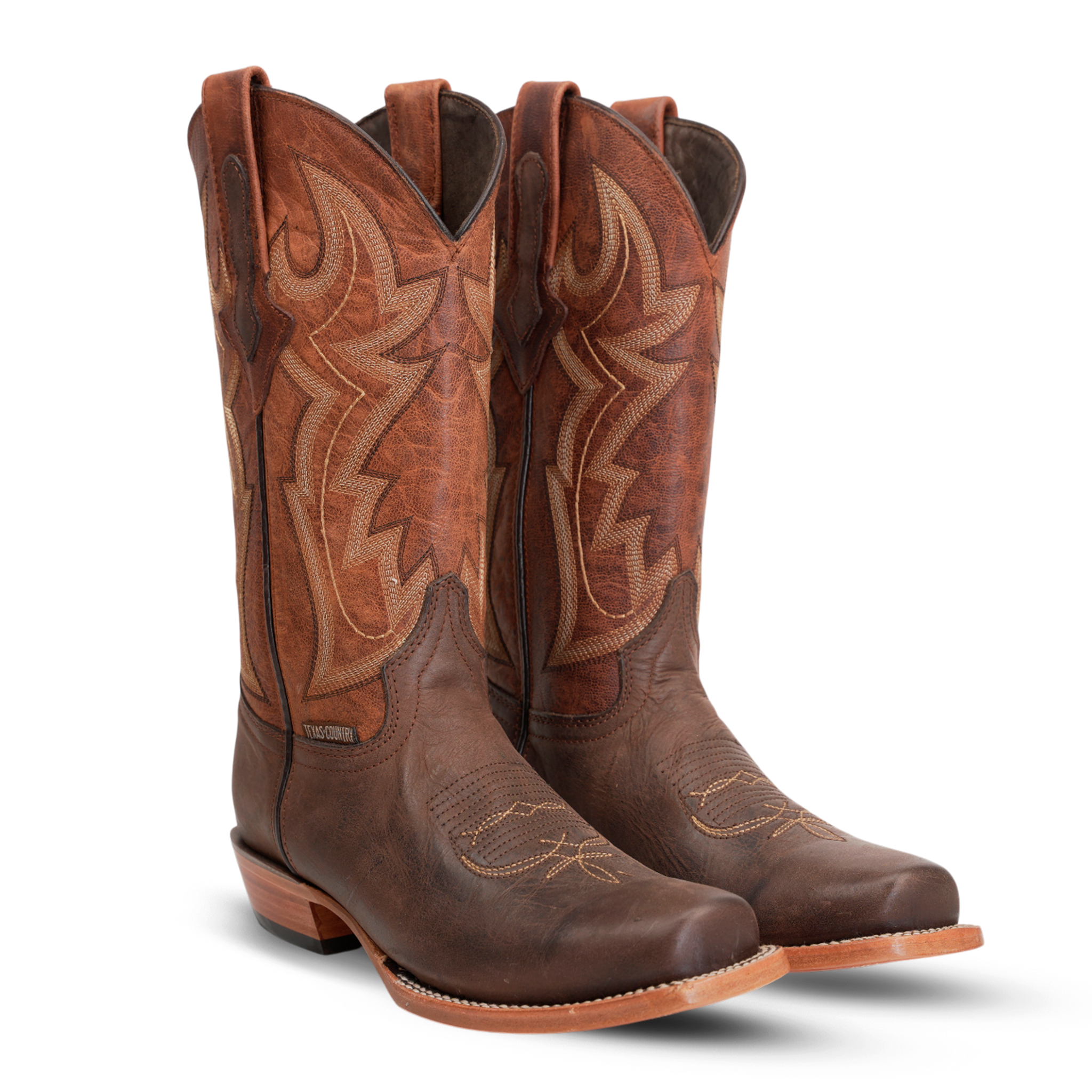 Botas vaqueras Fresno Chocolate - Punta cuadrada estrecha (E906)
